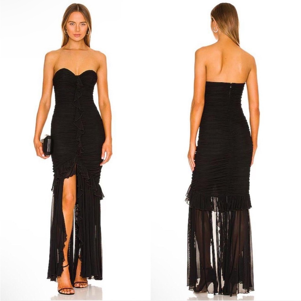 NEW NWT Majorelle Giules Strapless Ruched Maxi Gown In Black